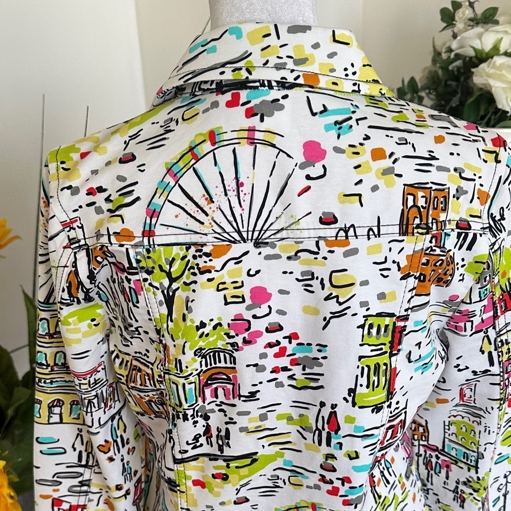 Dolcezza Colorful Graphic Women's Jean Jacket - Picture 4 of 7